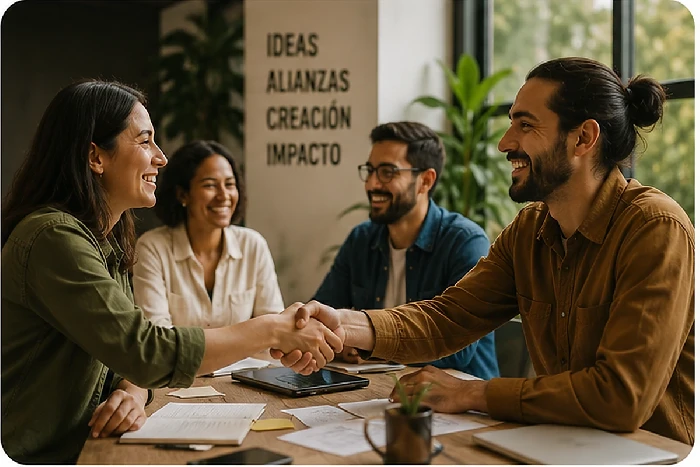 Personas estrechando sus manos como símbolo de colaboración
