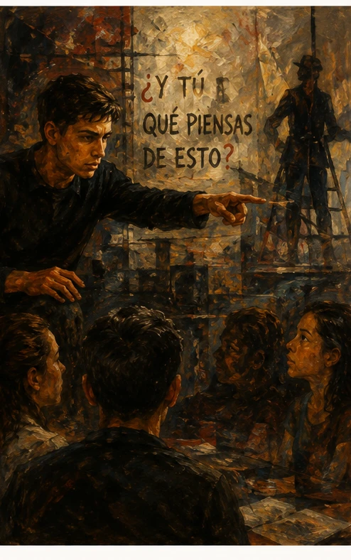 Composición artística inspirada en la raíz de Brecht y la mirada crítica del arte frente a la realidad