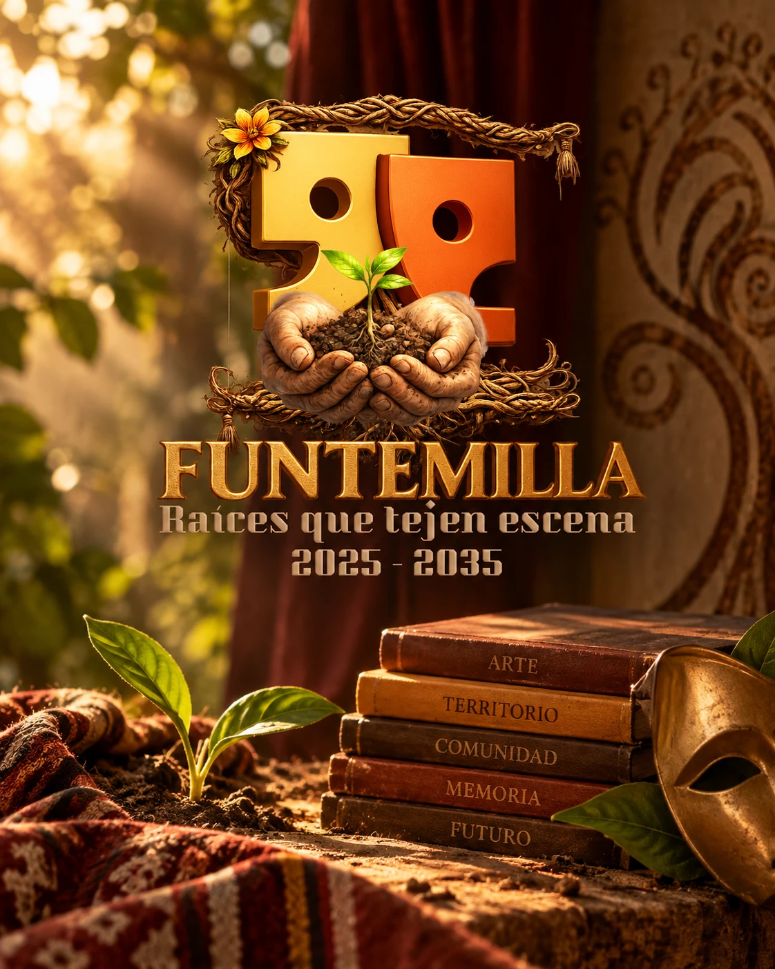 Identidad visual de Raíces que Tejen Escena, proyecto estratégico de Funtemilla 2025 a 2035